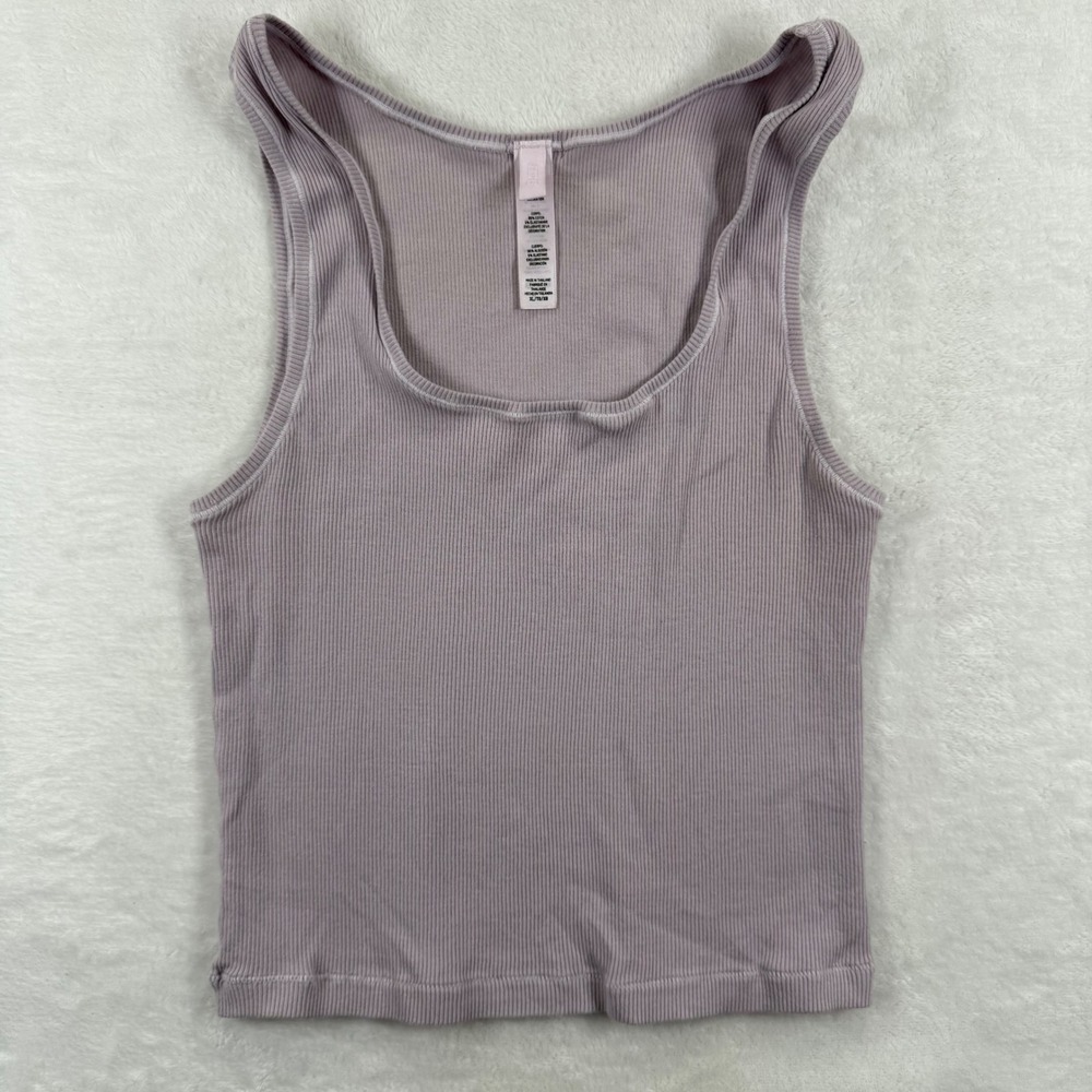 SKIMS Cotton Rib Scoop Tank Top Dusty Lavender XL Ribbed Sleeveless Slim Fit